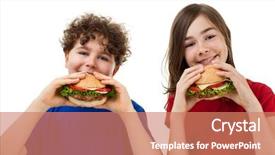  Presentation with mental health kids - Slide deck featuring kids eating healthy sandwiches isolated on white background background and a coral colored foreground