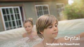  Presentation with hot tub - Amazing slides having portrait of kids enjoying hot backdrop and a coral colored foreground