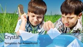  Presentation with boat - PPT layouts consisting of kids enjoying their paper boat background and a light blue colored foreground
