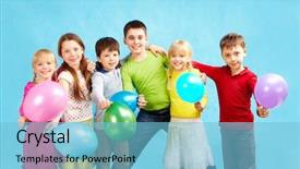  Presentation with balloons - Slides consisting of kids event - portrait of smiling children holding background and a light blue colored foreground