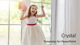  Presentation with heart in child - Presentation design featuring kids event - sweet child girl with red background and a light gray colored foreground