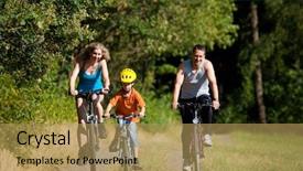  Presentation with kids sport - Amazing presentation theme having kids exercise - family with child on their backdrop and a coral colored foreground