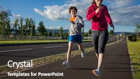  Presentation with kids exercise - Colorful presentation enhanced with kids exercise - girl and boy running outdoor backdrop and a tawny brown colored foreground