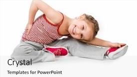  Presentation with kids exercise - Beautiful slide deck featuring kids exercise - girl gymnast on a white backdrop and a white colored foreground
