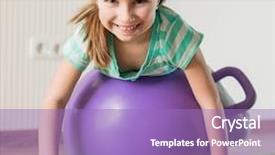  Presentation with exercise kids - Presentation theme featuring kids exercise - smiling girl with the fitness background and a light blue colored foreground