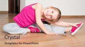 Presentation with kids exercise - Cool new PPT theme with kids exercise - smiling little girl in pink backdrop and a coral colored foreground