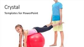  Presentation with rubber - Amazing presentation theme having kids exercise - young girl exercising backdrop and a white colored foreground