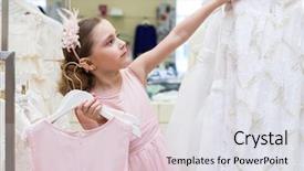  Presentation with kids fashion - PPT theme having kids fashion show - beautiful girl tries background and a light gray colored foreground
