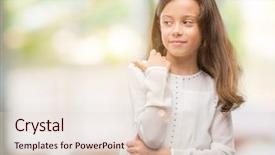  Presentation with smiling little girl - Cool new PPT theme with kids fashion show - brunette hispanic girl smiling backdrop and a lemonade colored foreground