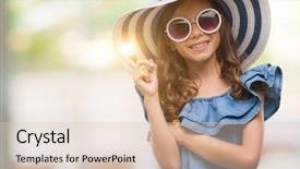  Presentation with fashion show - Colorful PPT theme enhanced with kids fashion show - brunette hispanic girl wearing sunglasses backdrop and a lemonade colored foreground