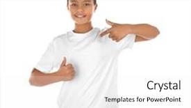  Presentation with blank - Presentation theme featuring kids fashion show - young african american boy background and a white colored foreground