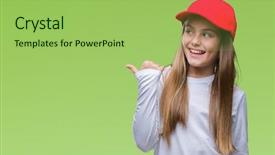  Presentation with beautiful young girl red - Slides consisting of kids fashion show - young beautiful girl wearing red background and a yellow colored foreground