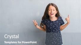  Presentation with rock wall - Beautiful slide deck featuring kids fashion show - young hispanic kid over grunge backdrop and a gray colored foreground