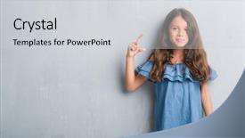  Presentation with fingers - Amazing slide set having kids fashion show - young hispanic kid over grunge backdrop and a light gray colored foreground