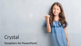  Presentation with fashion show - PPT layouts with kids fashion show - young hispanic kid over grunge background and a light gray colored foreground