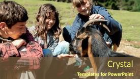  Presentation with wildlife goat - Theme consisting of kids-feeding-a-goat background and a tawny brown colored foreground