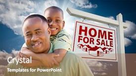  Presentation with real estate - Cool new slides with kids finance - happy african american father backdrop and a  colored foreground