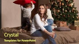  Presentation with happy new year - Audience pleasing theme consisting of leasure - happy family are playing backdrop and a tawny brown colored foreground