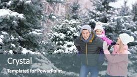 Presentation with winter family - Amazing PPT theme having family walking in winter park backdrop and a gray colored foreground