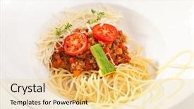  Presentation with kids food - Slides having kids food - spaghetti bolognese with tomato and cucumber background and a lemonade colored foreground