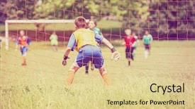  Presentation with soccer game analysis - Amazing theme having beauty makeup beautiful woman applying dry cosmetic tonal foundation on the face using makeup brush backdrop and a lemonade colored foreground.