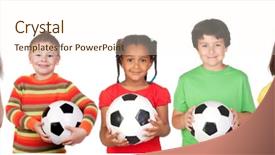  Presentation with team kids - Beautiful PPT layouts featuring kids football - soccer team isolated backdrop and a cream colored foreground