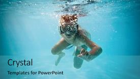  Presentation with under water - Cool new presentation theme with kids frame - boy under water in pool backdrop and a  colored foreground