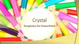  Presentation with color pencils - Theme enhanced with kids frame - color pencils isolated on white background and a  colored foreground