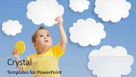  Presentation with cloud - PPT layouts featuring kids frame - kid or child keep cloud background and a light blue colored foreground
