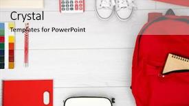  Presentation with backpack - Presentation theme with kids frame - school set with backpack shoes background and a white colored foreground