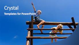  Presentation with young children - Beautiful PPT layouts featuring kids frame - two young children sitting backdrop and a teal colored foreground