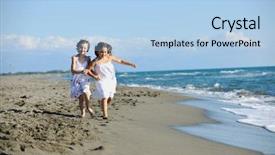  Presentation with girls running - PPT layouts consisting of have fun and joy time background and a  colored foreground