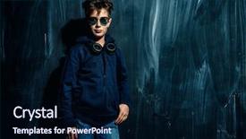  Presentation with kids sport - Presentation theme enhanced with kids free sport - portrait of a boy wearing background and a navy blue colored foreground