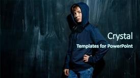  Presentation with kids sport - PPT theme with kids free sport - portrait of a boy wearing background and a navy blue colored foreground