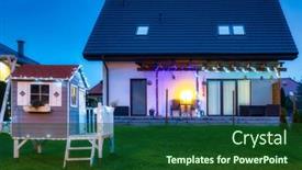  Presentation with kids garden - Amazing presentation having kids-garden-house-illuminated backdrop and a forest green colored foreground
