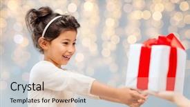  Presentation with red christmas holiday illustration - Colorful PPT theme enhanced with kids gifts - holidays presents christmas childhood backdrop and a lemonade colored foreground