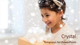  Presentation with christmas presents - Colorful presentation design enhanced with superhero girl bold brave female backdrop and a coral colored foreground.