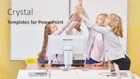  Presentation with give - Slides with kids-give-themselves-a-high background and a lemonade colored foreground