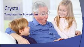  Presentation with birthday kids - Colorful slides enhanced with kids giving birthday gift backdrop and a sky blue colored foreground