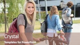  Presentation with university - Slides having kids going school - beautiful girl go background and a coral colored foreground