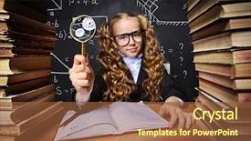  Presentation with graduation kids - Slide set featuring kids graduation - portrait of a smart schoolgirl background and a tawny brown colored foreground