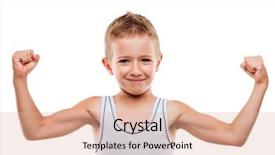  Presentation with kids sport - PPT theme with kids gym - beauty smiling sport child boy background and a coral colored foreground
