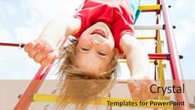  Presentation with monkey - Slide deck consisting of kids gym - little girl having fun playing background and a yellow colored foreground