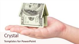  Presentation with hand sanitizer kids - PPT layouts having kid's hand holding money background and a lemonade colored foreground