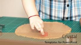  Presentation with dough - Slide deck featuring kids-hands-making-dough-cookies background and a coral colored foreground