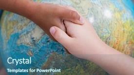  Presentation with earth kids - Presentation theme enhanced with kids handshake on globe background and a ocean colored foreground