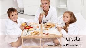 Presentation with happy kids at indoor playground - Slide set consisting of kids having a light breakfast background and a lemonade colored foreground