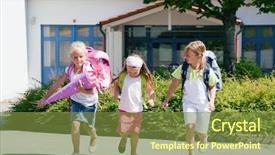  Presentation with maths for school kids - Colorful presentation theme enhanced with kids having fun at school backdrop and a  colored foreground