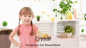  Presentation with cute lemonade - Presentation theme with kids having fun shopping - cute little girl and blurred background and a  colored foreground