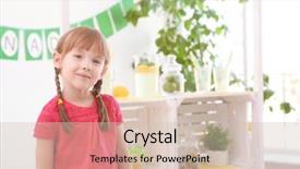  Presentation with cute lemonade - Cool new presentation design with kids having fun shopping - cute little girl and blurred backdrop and a  colored foreground